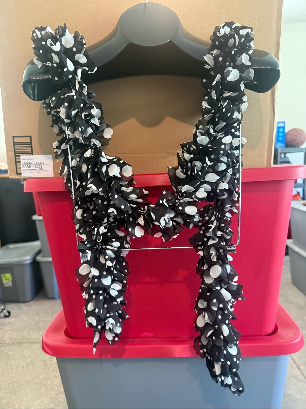 Black & White Polka Dot Ruffled Scarf p45